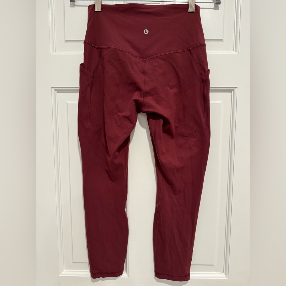 Lululemon Align Leggings Red Merlot 23 inch with Pockets, Size 8
